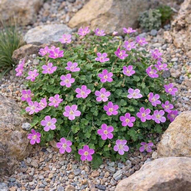 Iglica zmienna 'Bishop Form' (Erodium x variabile)