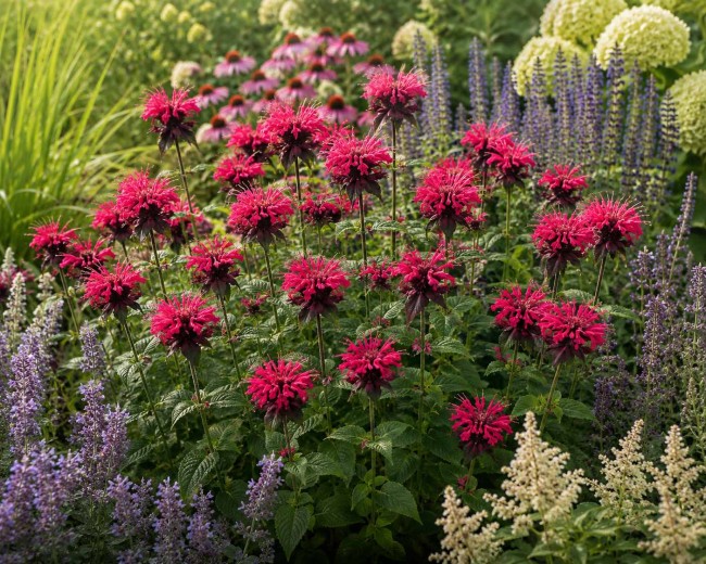 Pysznogłówka 'ogrodowa 'Fireball' (Monarda x hybrida) czerwona