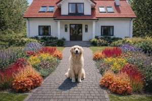 Gotowy projekt ogrodu (rabata) - "Barwna". Zestaw 2 moduły roślin (Projekt + 100 sadzonek)